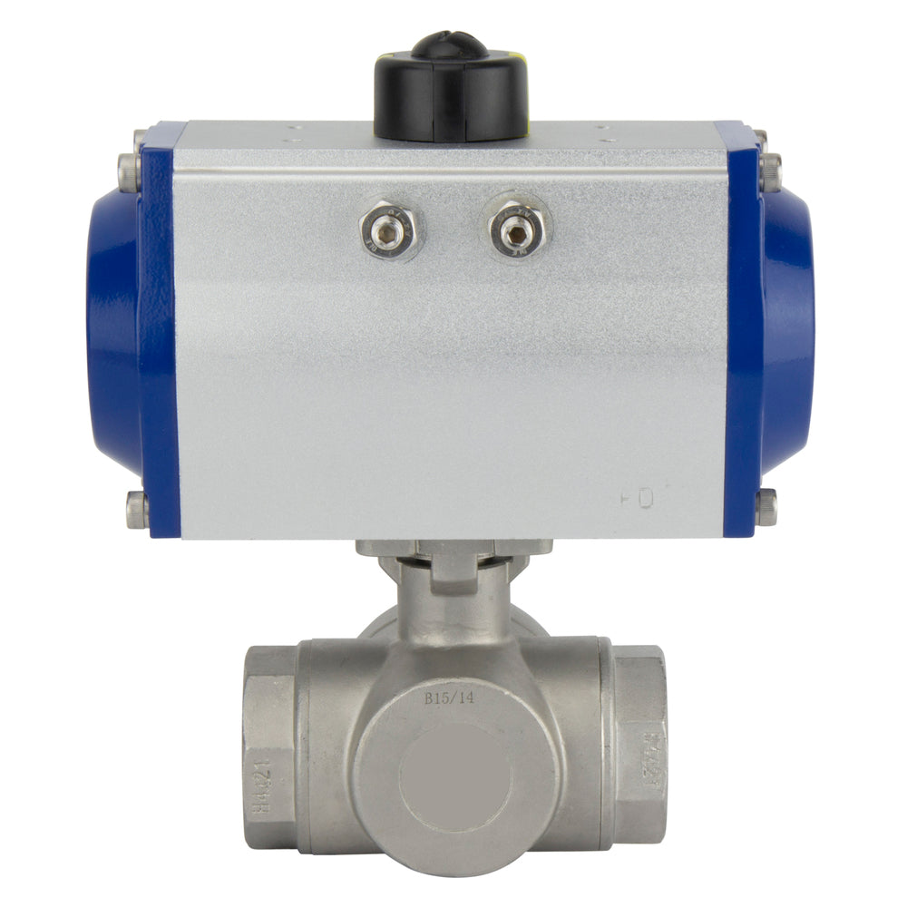 G2'' 3-Way T-port Stainless Steel Pneumatic Ball Valve Double Acting - BL3SA