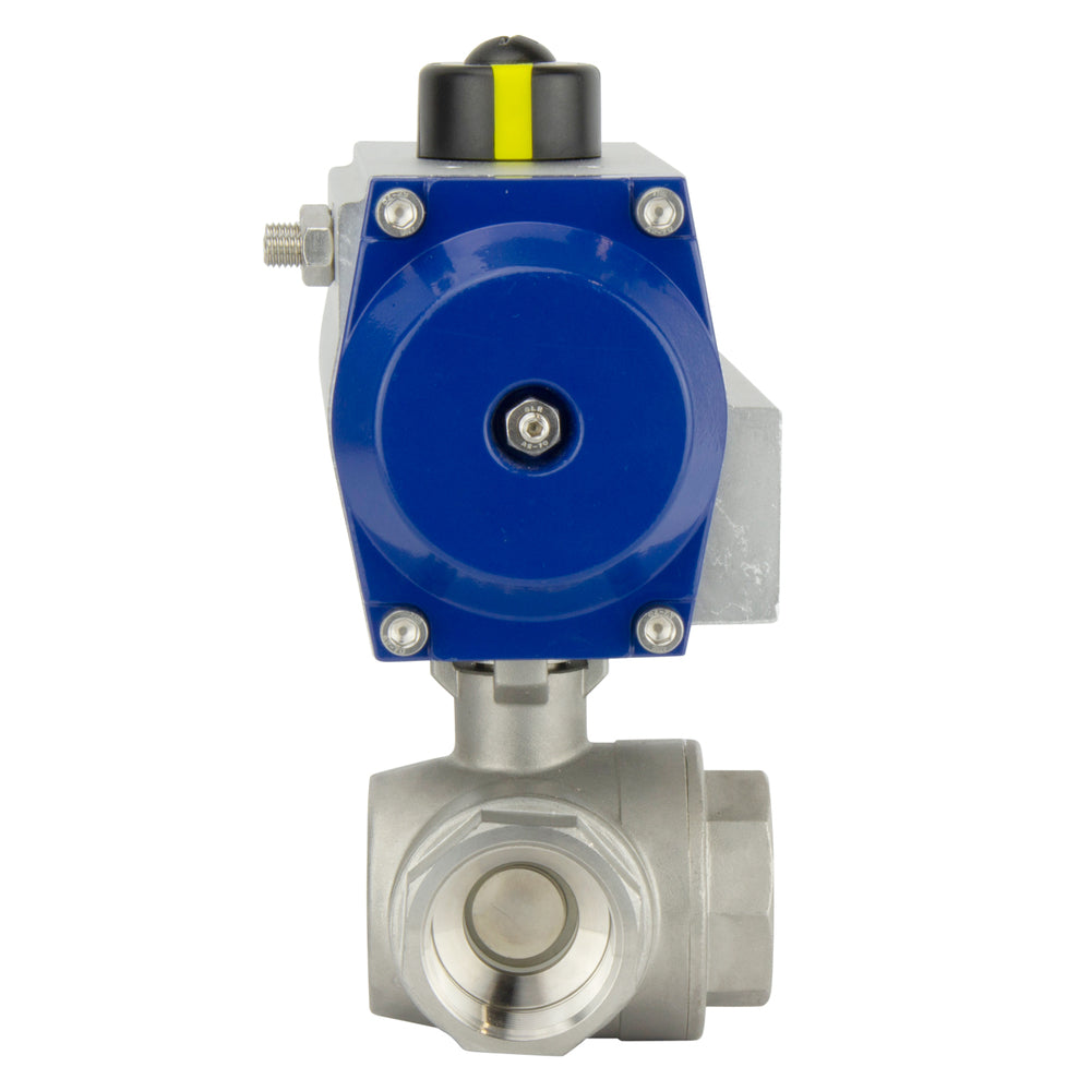 G2'' 3-Way T-port Stainless Steel Pneumatic Ball Valve Double Acting - BL3SA