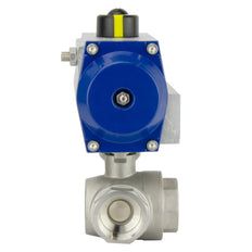 G2'' 3-Way T-port Stainless Steel Pneumatic Ball Valve Double Acting - BL3SA