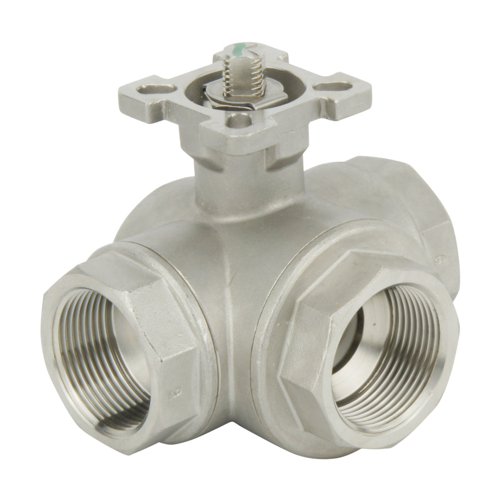 G3'' 3-Way T-port Stainless Steel Pneumatic Ball Valve Spring Open - BL3SA