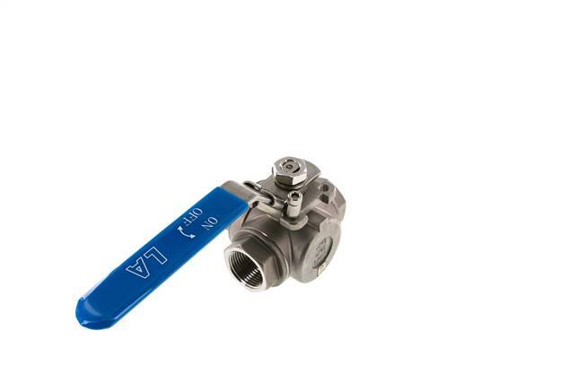 G 1 inch 3-Way L-port Stainless Steel Ball Valve