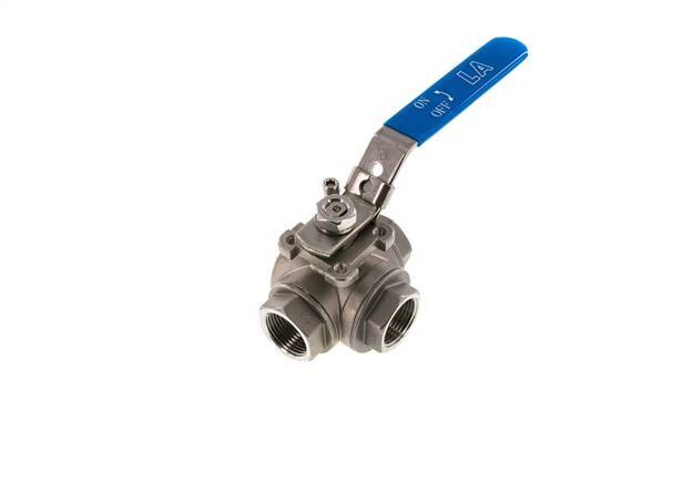 G 1 inch 3-Way L-port Stainless Steel Ball Valve