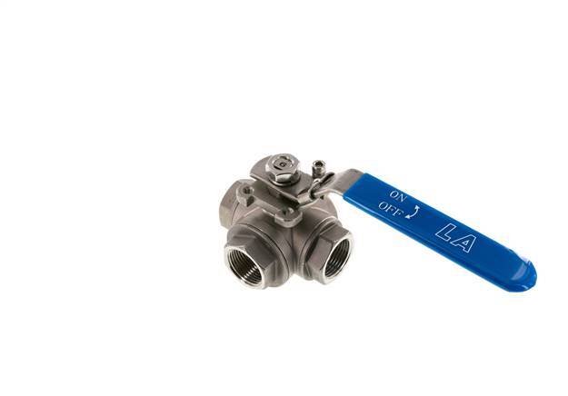 G 1 inch 3-Way L-port Stainless Steel Ball Valve