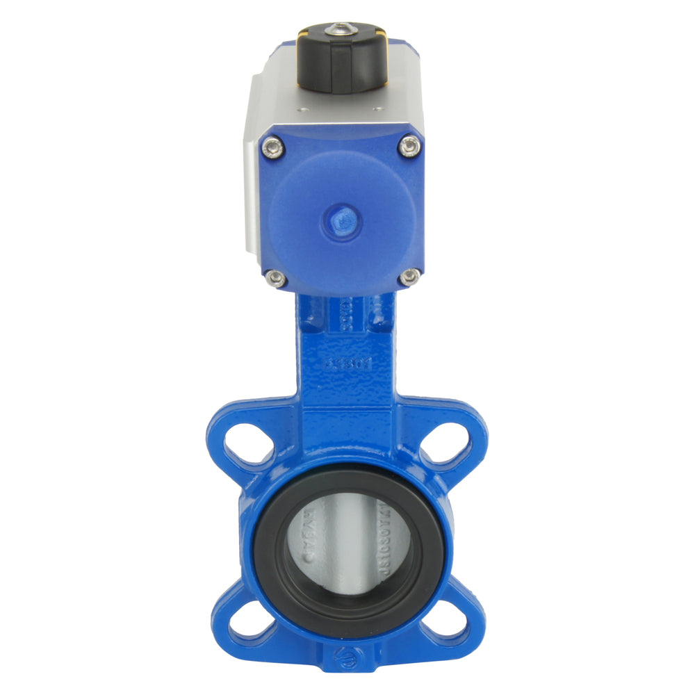 DN32 (1-1/4 inch) Wafer Pneumatic Butterfly Valve GG25-Stainless Steel-NBR Spring Closed - BFLW