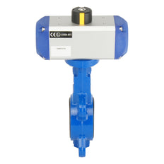 DN65 (2-1/2 inch) Wafer Pneumatic Butterfly Valve GGG40-Stainless Steel-FKM Double Acting - BFLW