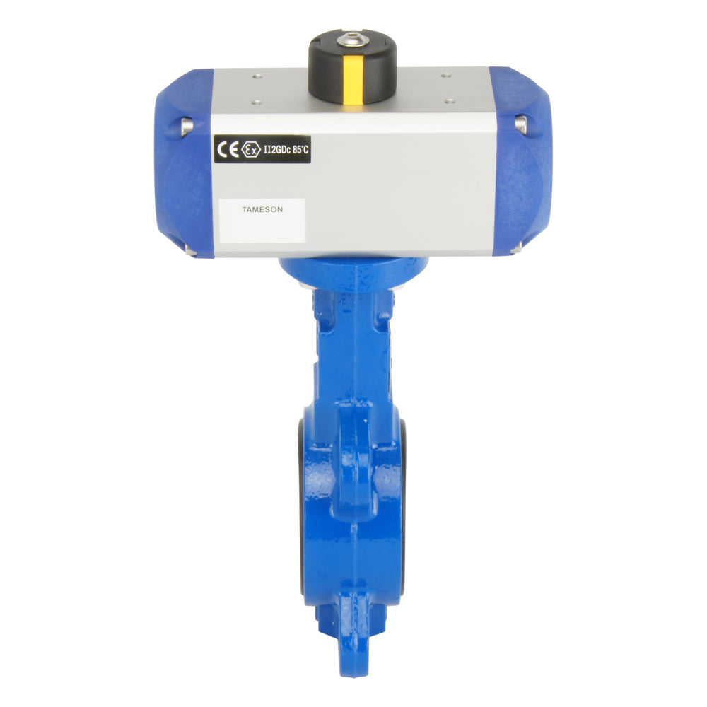 DN50 (2 inch) Wafer Pneumatic Butterfly Valve GGG40-Stainless Steel-FKM Double Acting - BFLW