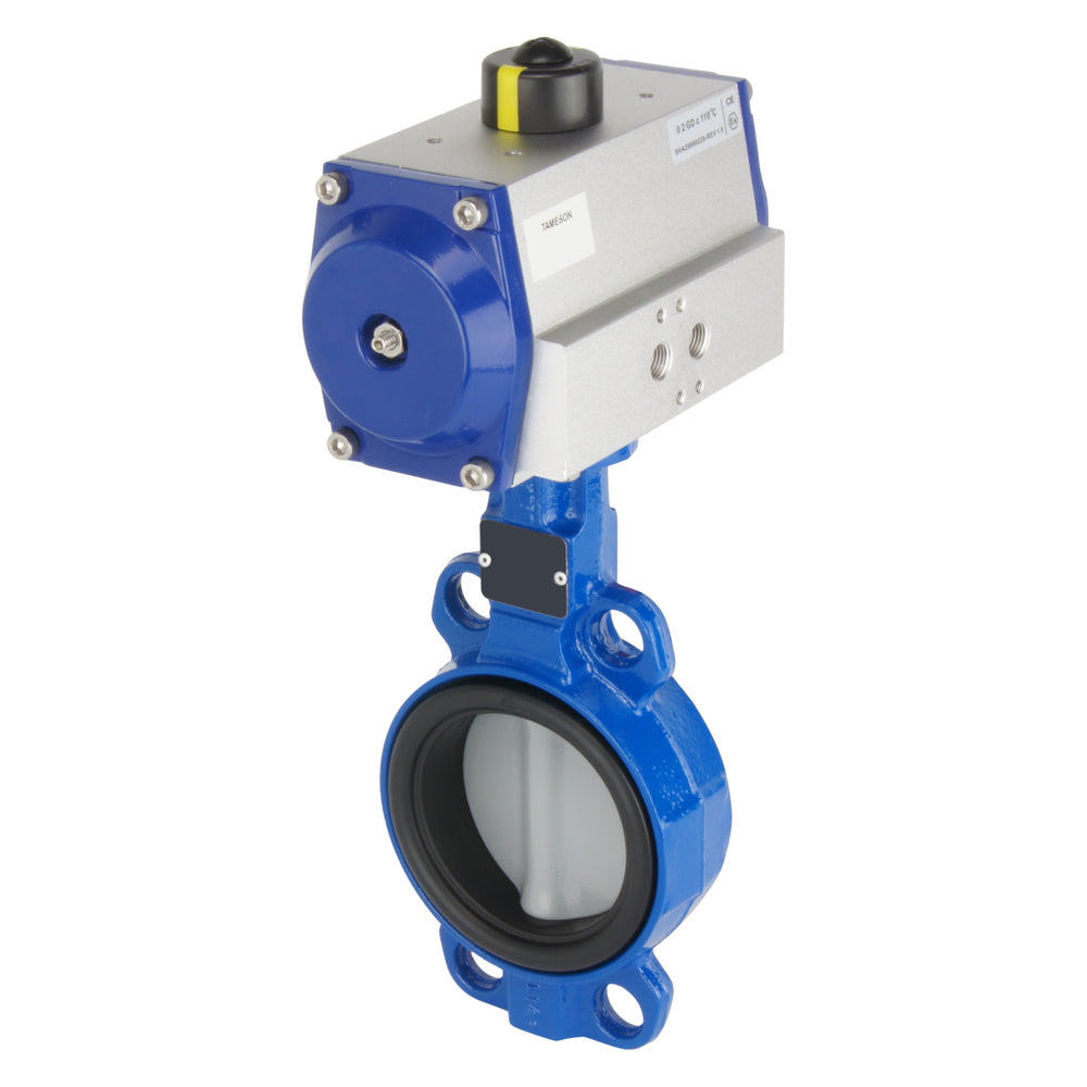 DN80 (3 inch) Wafer Pneumatic Butterfly Valve GG25-GGG40 polyamide-coated-NBR Spring Closed - BFLW