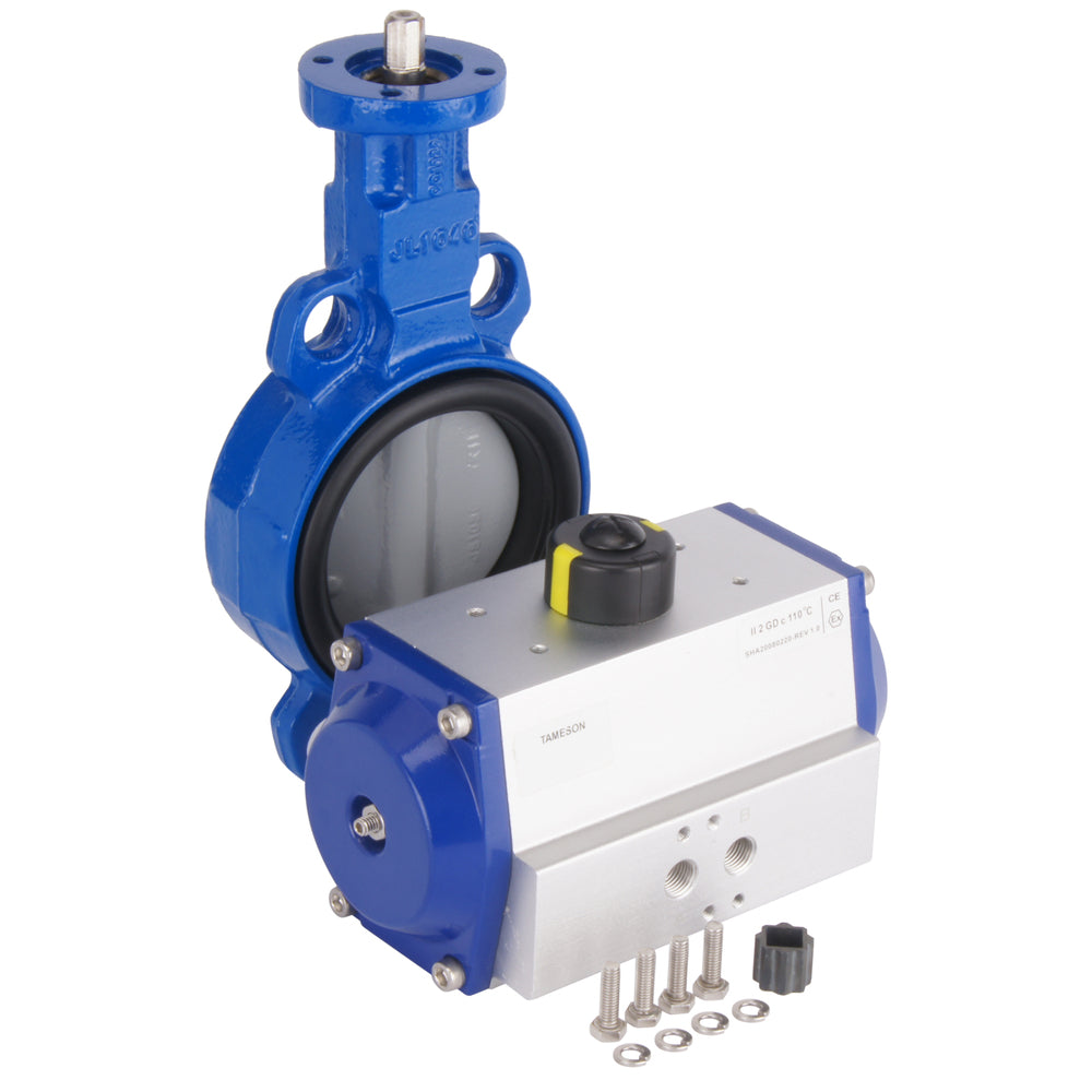 DN50 (2 inch) Wafer Pneumatic Butterfly Valve GGG40-Stainless Steel-EPDM Spring Closed - BFLW