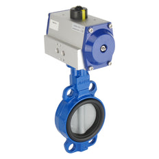 DN50 (2 inch) Wafer Pneumatic Butterfly Valve GGG40-Stainless Steel-FKM Spring Closed - BFLW