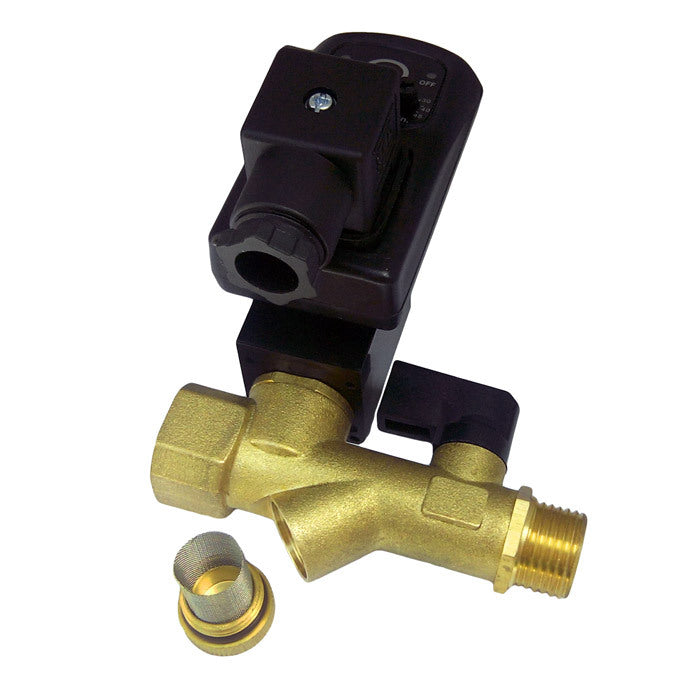Analog electronic condensate drain 1/2'' 120V AC brass - ball valve - strainer