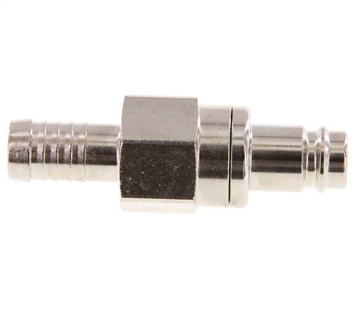 Nickel-plated Brass DN 10 Air Coupling Plug 10 mm Hose Pillar Double Shut-Off
