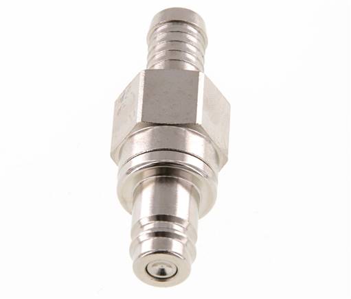 Nickel-plated Brass DN 10 Air Coupling Plug 13 mm Hose Pillar Double Shut-Off