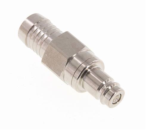 Nickel-plated Brass DN 10 Air Coupling Plug 19 mm Hose Pillar Double Shut-Off