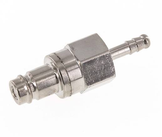 Nickel-plated Brass DN 10 Air Coupling Plug 6 mm Hose Pillar Double Shut-Off
