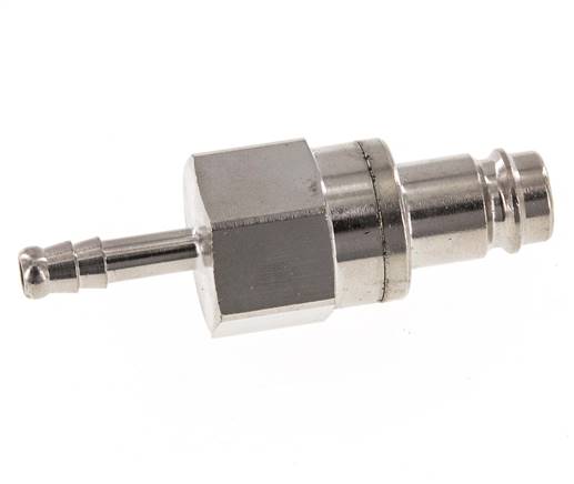 Nickel-plated Brass DN 10 Air Coupling Plug 6 mm Hose Pillar Double Shut-Off