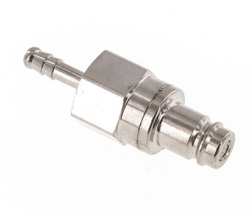 Nickel-plated Brass DN 10 Air Coupling Plug 6 mm Hose Pillar Double Shut-Off