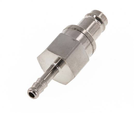 Nickel-plated Brass DN 10 Air Coupling Plug 6 mm Hose Pillar Double Shut-Off