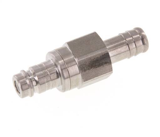 Stainless steel DN 10 Air Coupling Plug 13 mm Hose Pillar Double Shut-Off
