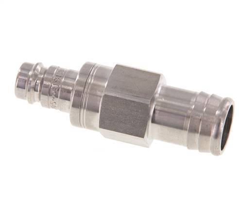 Stainless steel DN 10 Air Coupling Plug 19 mm Hose Pillar Double Shut-Off