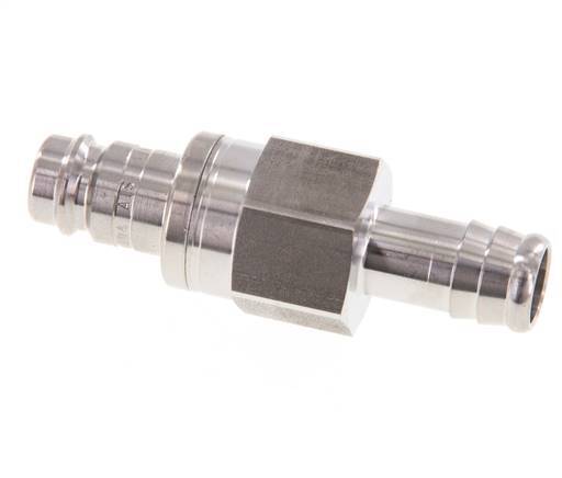 Stainless steel 306L DN 10 Air Coupling Plug 13 mm Hose Pillar Double Shut-Off