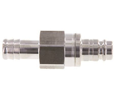 Stainless Steel 316L DN 10 Air Coupling Plug 13 mm Hose Pillar Double Shut-Off