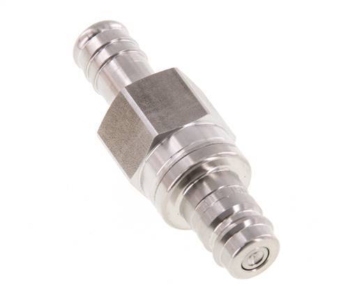 Stainless steel 306L DN 10 Air Coupling Plug 13 mm Hose Pillar Double Shut-Off