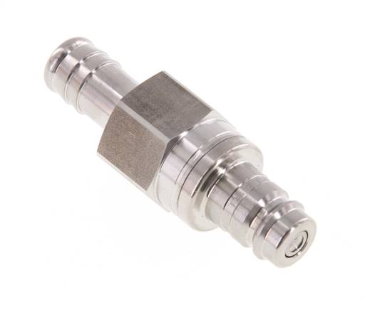 Stainless Steel 316L DN 10 Air Coupling Plug 13 mm Hose Pillar Double Shut-Off
