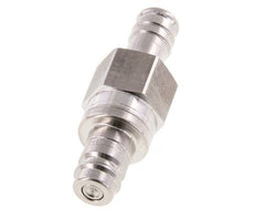 Stainless steel 306L DN 10 Air Coupling Plug 13 mm Hose Pillar Double Shut-Off