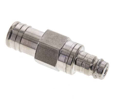 Stainless Steel 316L DN 10 Air Coupling Plug 19 mm Hose Pillar Double Shut-Off