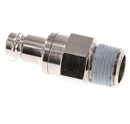 Nickel-plated Brass DN 10 Air Coupling Plug R 1/2 inch Male Double Shut-Off