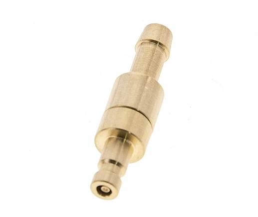 Brass DN 2.7 (Micro) Air Coupling Plug 5 mm Hose Pillar Double Shut-Off