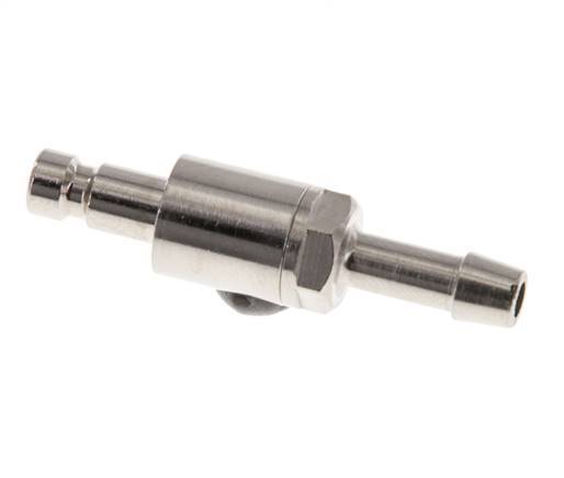 Nickel-plated Brass DN 2.7 (Micro) Air Coupling Plug 4 mm Hose Pillar Double Shut-Off