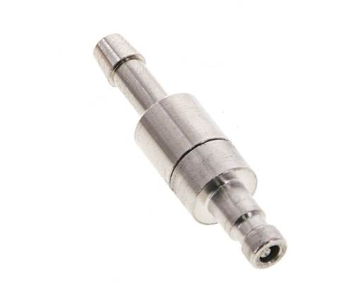 Nickel-plated Brass DN 2.7 (Micro) Air Coupling Plug 4 mm Hose Pillar Double Shut-Off