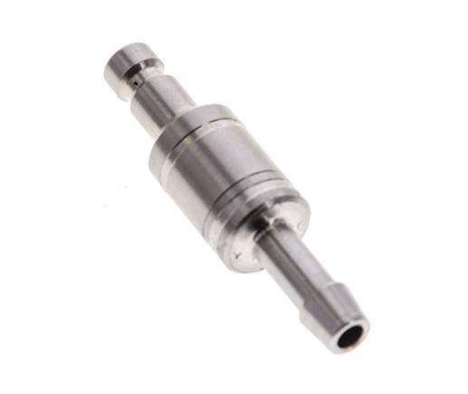 Stainless Steel 316L DN 2.7 (Micro) Air Coupling Plug 4 mm Hose Pillar Double Shut-Off