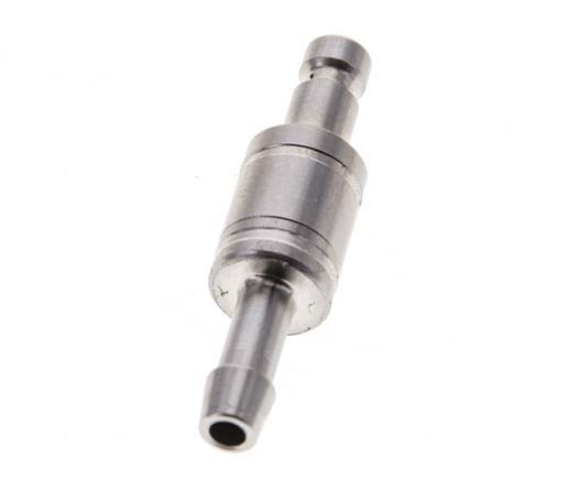 Stainless Steel 316L DN 2.7 (Micro) Air Coupling Plug 4 mm Hose Pillar Double Shut-Off