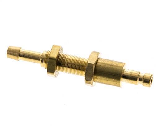 Brass DN 2.7 (Micro) Air Coupling Plug 4 mm Hose Pillar Bulkhead Double Shut-Off