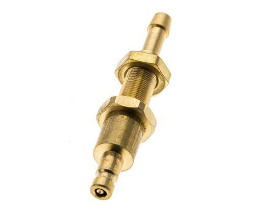 Brass DN 2.7 (Micro) Air Coupling Plug 4 mm Hose Pillar Bulkhead Double Shut-Off