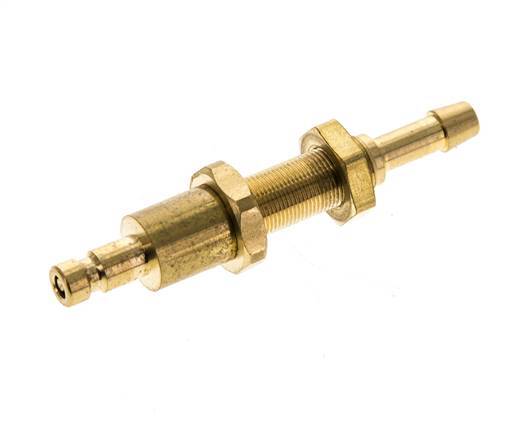 Brass DN 2.7 (Micro) Air Coupling Plug 4 mm Hose Pillar Bulkhead Double Shut-Off