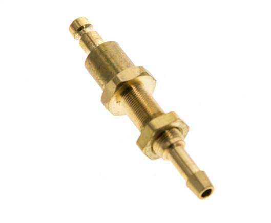 Brass DN 2.7 (Micro) Air Coupling Plug 4 mm Hose Pillar Bulkhead Double Shut-Off