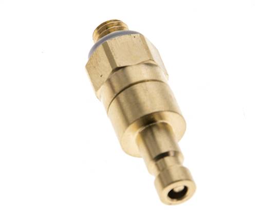 Brass DN 2.7 (Micro) Air Coupling Plug M5 Male Double Shut-Off