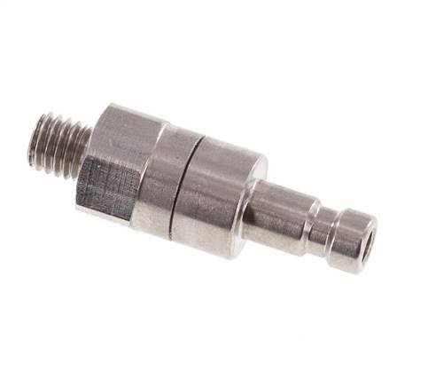 Stainless steel DN 2.7 (Micro) Air Coupling Plug M5 Male Double Shut-Off