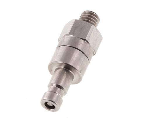 Stainless steel DN 2.7 (Micro) Air Coupling Plug M5 Male Double Shut-Off