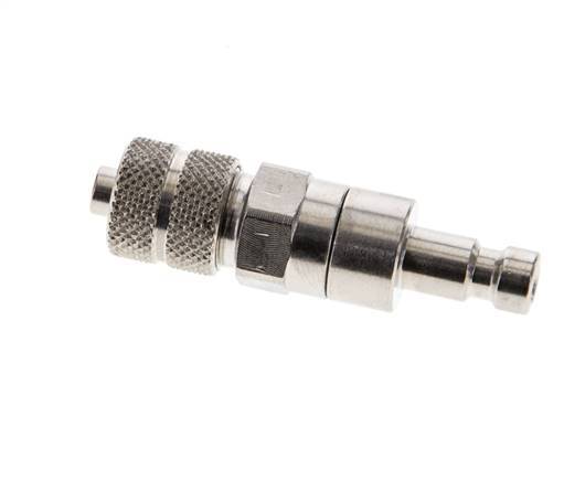Nickel-plated Brass DN 2.7 (Micro) Air Coupling Plug 4x6 mm Union Nut Double Shut-Off