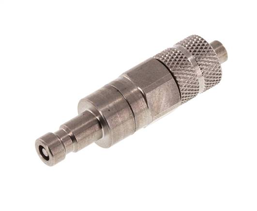 Stainless steel DN 2.7 (Micro) Air Coupling Plug 4x6 mm Union Nut Double Shut-Off