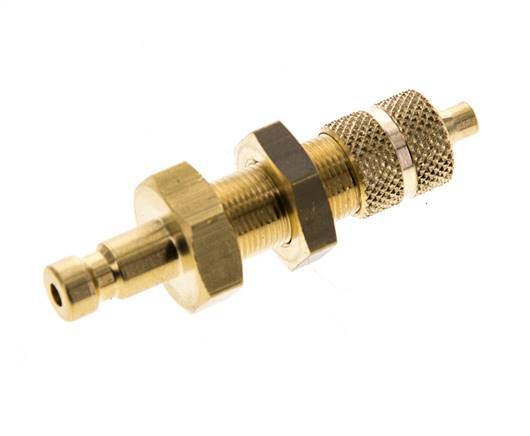Brass DN 2.7 (Micro) Air Coupling Plug 3x4.3 mm Union Nut Bulkhead