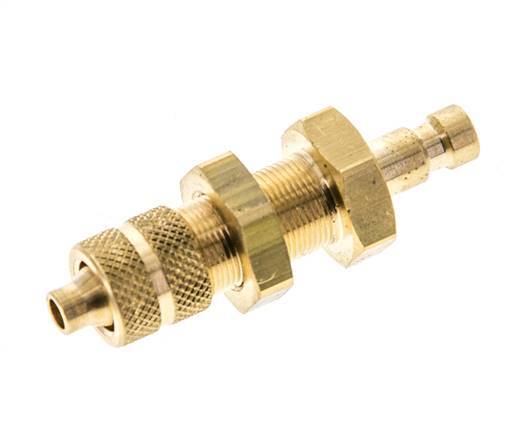 Brass DN 2.7 (Micro) Air Coupling Plug 4x6 mm Union Nut Bulkhead