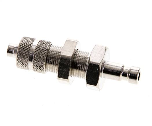 Nickel-plated Brass DN 2.7 (Micro) Air Coupling Plug 3x4.3 mm Union Nut Bulkhead Double Shut-Off