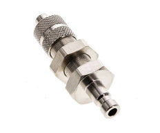 Nickel-plated Brass DN 2.7 (Micro) Air Coupling Plug 3x4.3 mm Union Nut Bulkhead Double Shut-Off
