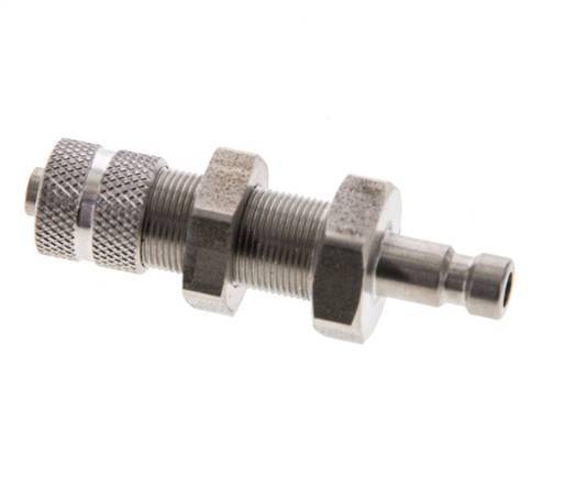 Stainless steel DN 2.7 (Micro) Air Coupling Plug 4x6 mm Union Nut Bulkhead