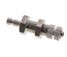 Stainless steel DN 2.7 (Micro) Air Coupling Plug 4x6 mm Union Nut Bulkhead